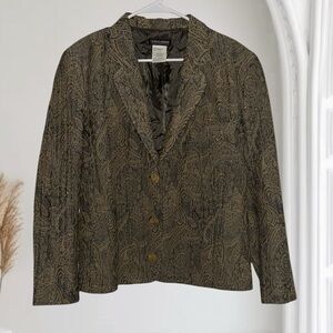 Giorgio Armani Black and Gold Paisley Blazer